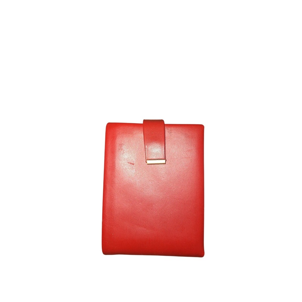 Vintage Rolfs‎ Red Harness Cowhide Leather Trifold Wallet Snap Closure MCM